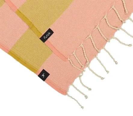 Bedu Coral & Mustard Beach Towel (2)