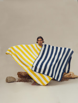 Handtuch mit Streifen Bedu Gelb - Bio Baumwolle (2)