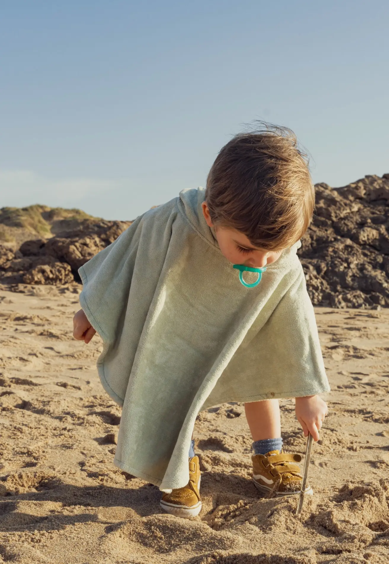 Futah - Ericeira Grüner Frottee Poncho Baby (2)
