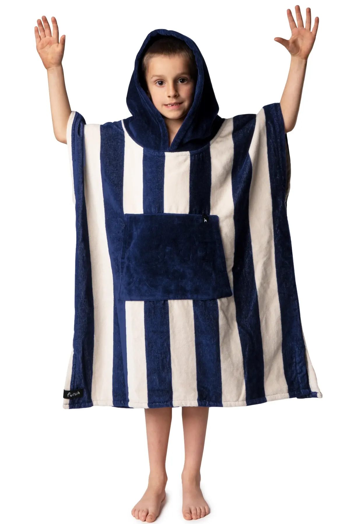 Futah - Bedu Blau Frottee Poncho Kinder (2)