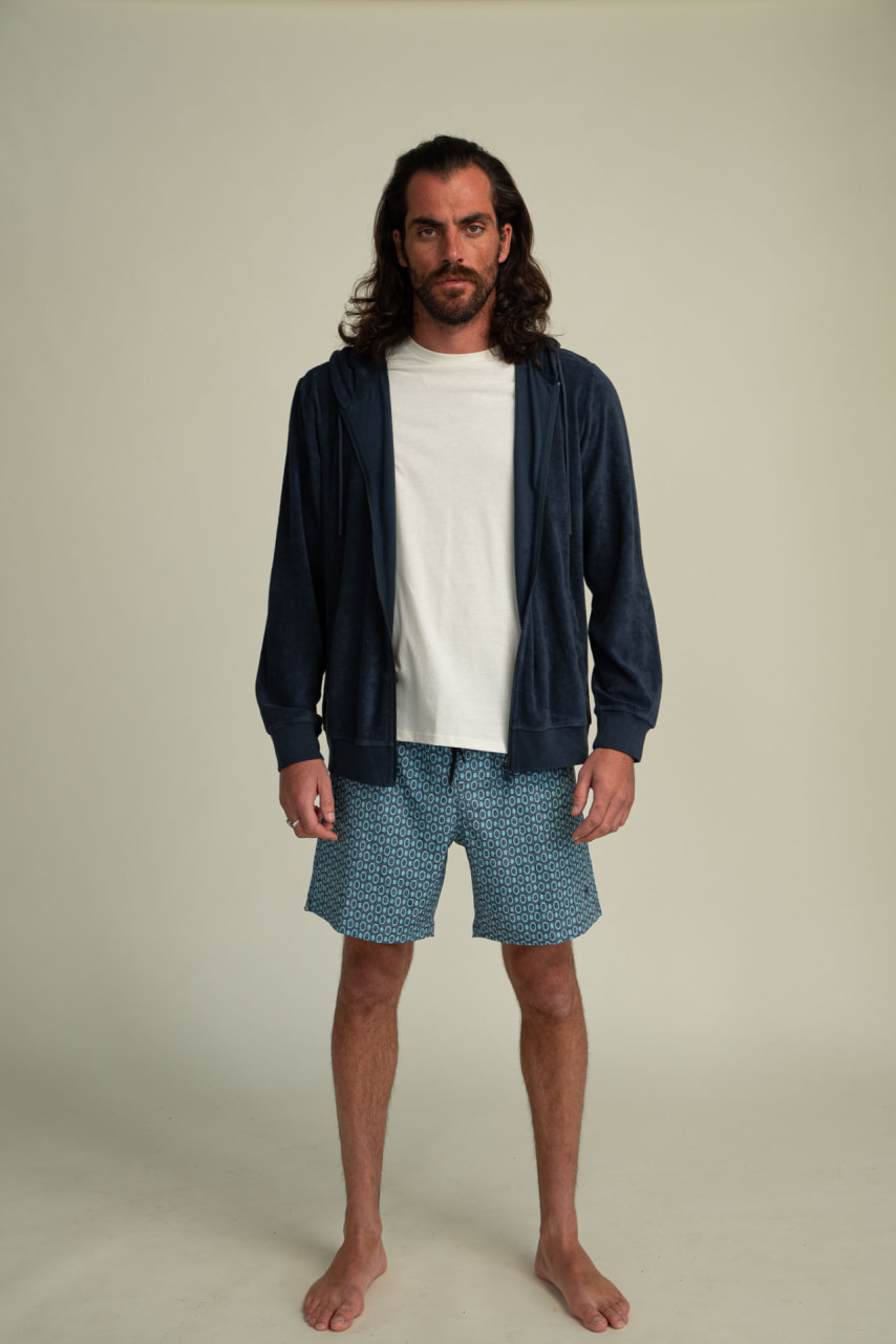 Futah - Frottee-Kapuzenpullover Blau (1)