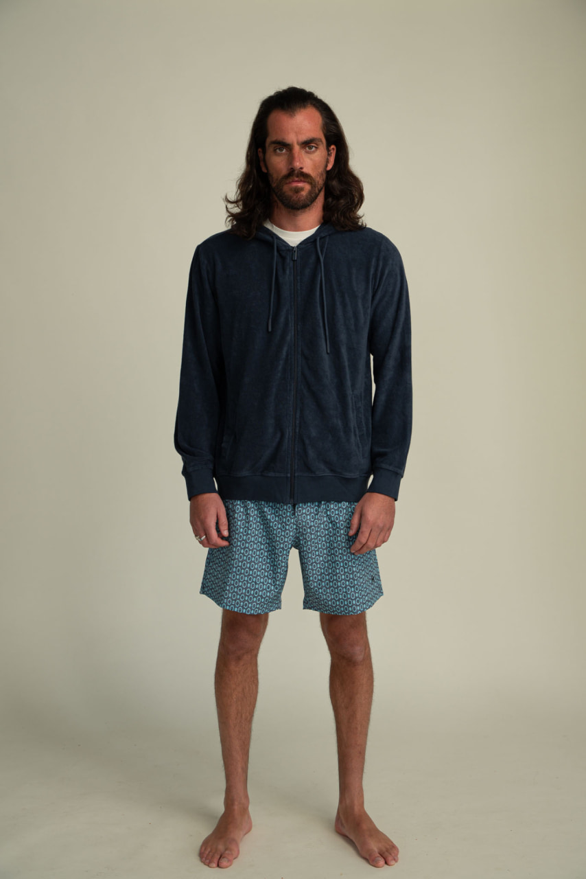 Futah - Frottee-Kapuzenpullover Blau (3)