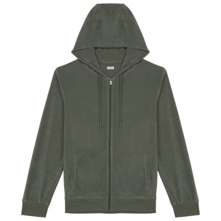Frottee-Kapuzenpullover Khaki