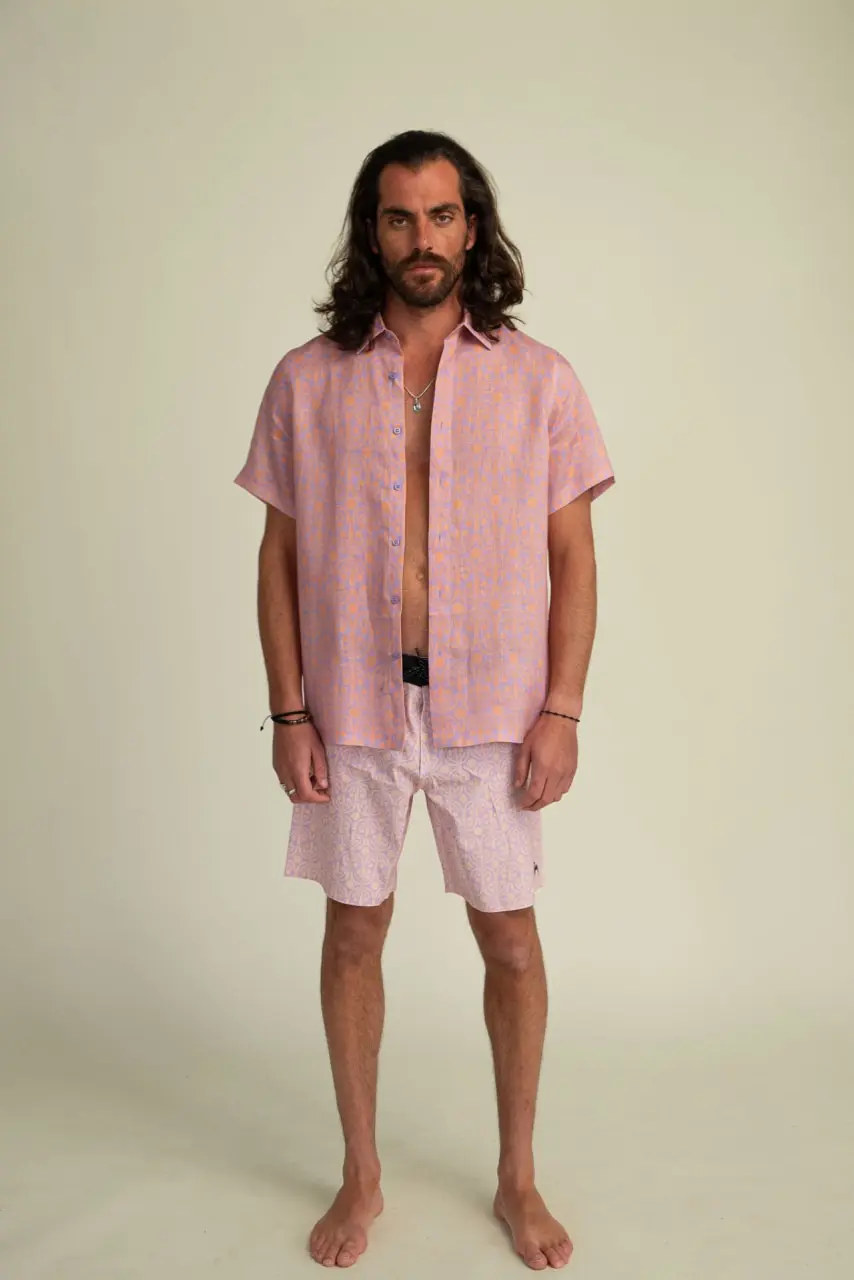 Futah - Flora Mokka und Violett Hemd (1)