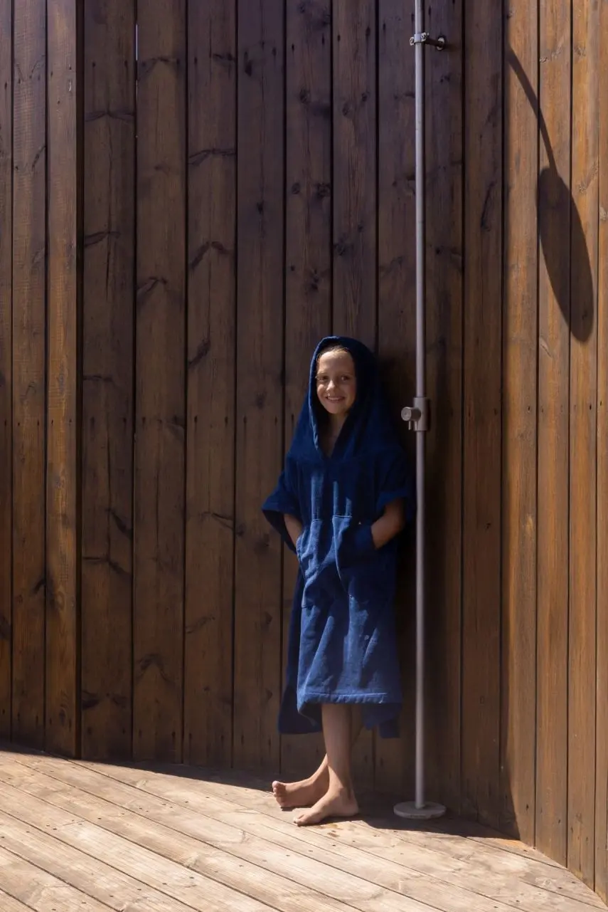 Futah - Ericeira Blau Frottee Poncho Kinder (2)