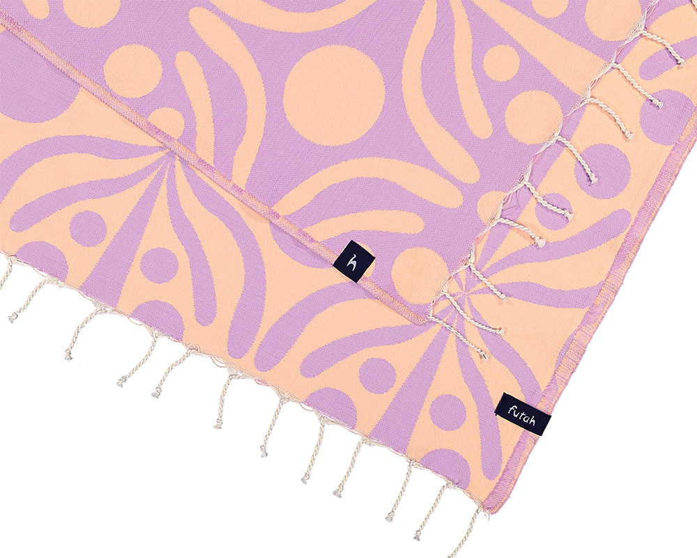 Futah - Flora Mokka & Violett Strandtuch (3)