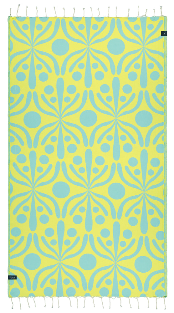 Futah - Flora Gelb & Wasser Strandtuch (1)