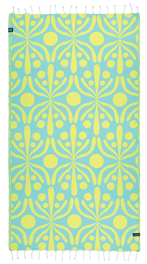 Futah - Flora Gelb & Wasser Strandtuch (2)