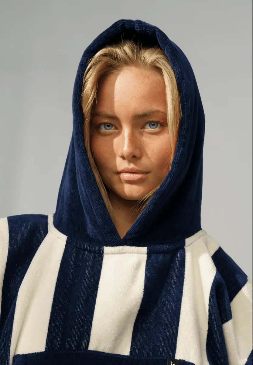 Futah - Bedu Blau Frottee Poncho  (2)