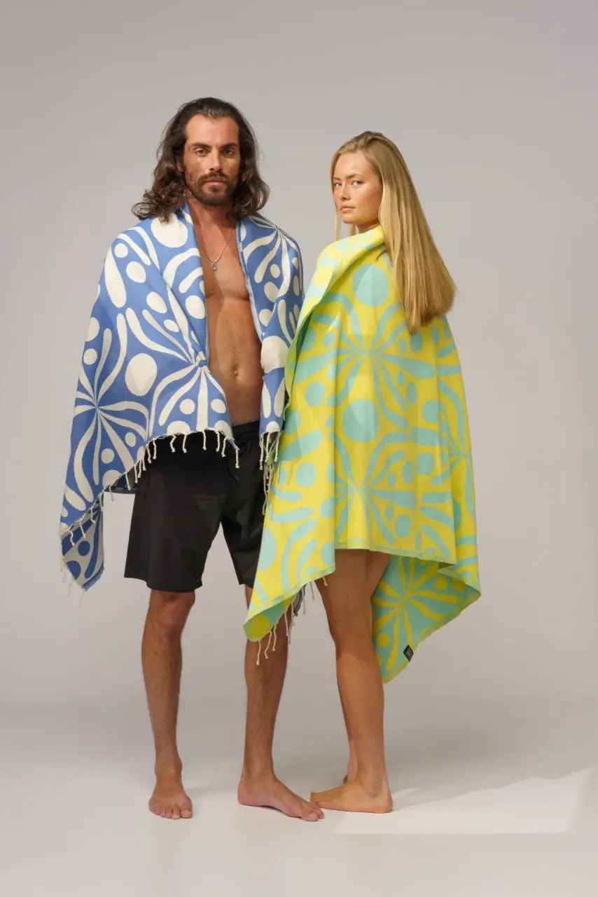 Futah - Flora Gelb & Wasser Strandtuch (4)