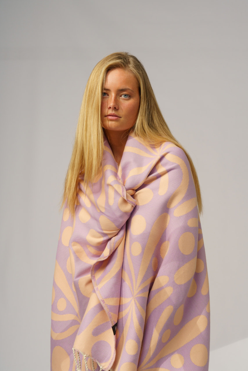 Futah - Flora Mokka & Violett Strandtuch (7)