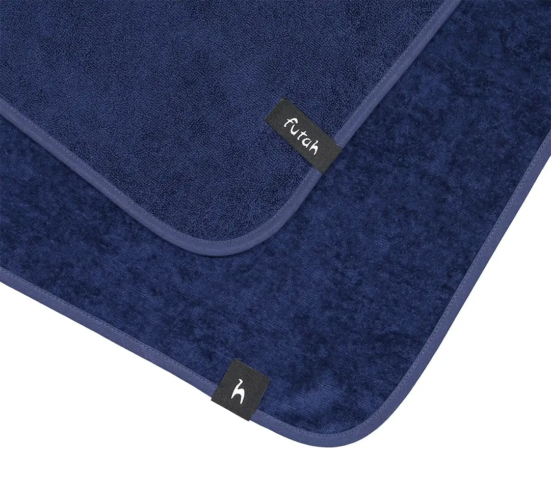 Futah - Ericeira Marineblau  Frottiergewebe Strandtuch (2)