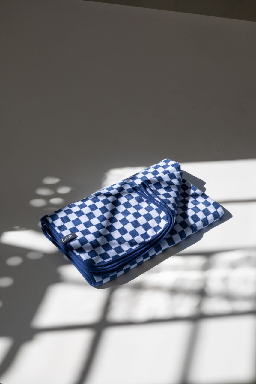 Futah - Schach Blau Frottiergewebe Strandtuch (8)