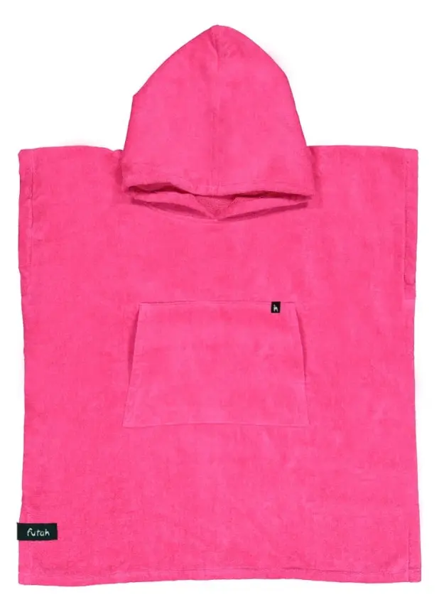 Futah - Ericeira Neon Pink Frottee Kinderponcho (1)
